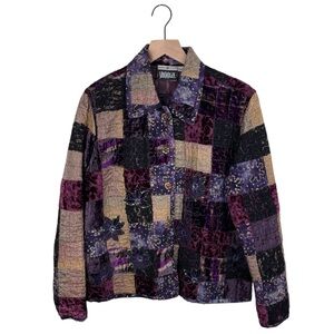 Vintage Y2K Yak Magik Jacket Women's Size Large Patchwork Velvet Silk Artsy Boho